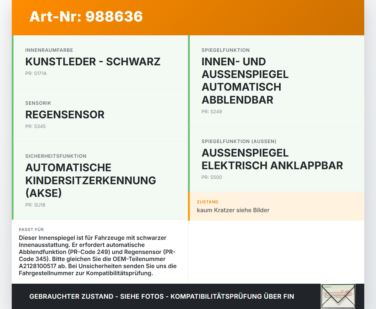 Mercedes CLC 180 K CL203 08-11 Innenspiegel Rückspiegel Spiegel Innen Mercedes CLC 180 K CL203 08-11 09.06.2010... Vorschau 3