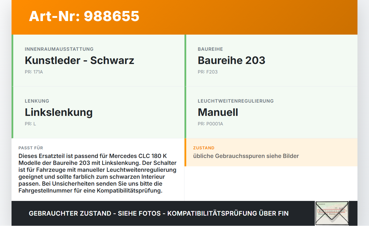 Mercedes CLC 180 K CL203 08-11 LWR Schalter Leuchtweitenregler Mercedes CLC 180 K CL203 08-11 09.06.2010... Vorschau 3