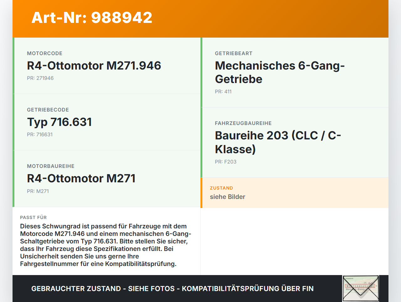 Mercedes CLC 180 K CL203 08-11 1,8 105KW 271946 Schwungscheibe Schwungrad Mercedes CLC 180 K CL203 08-11 09.06.2010... Vorschau 3