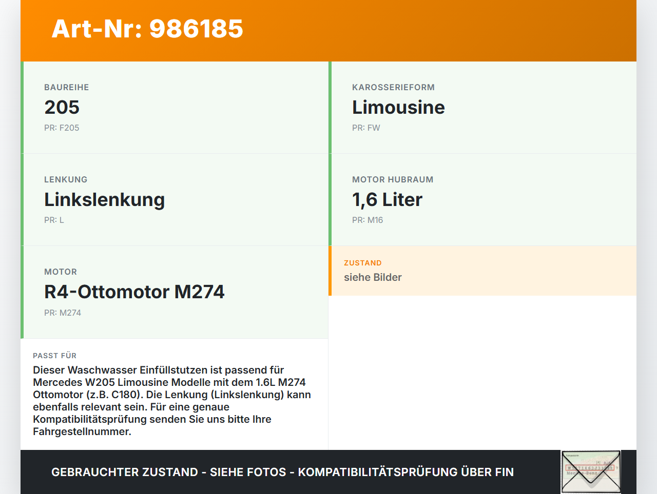 Mercedes W205 C180 14-19 1,6 115KW Waschwasser Einfüllstutzen Mercedes W205 C180 14-19 26.03.2015 A2058600860 gebraucht Vorschau 3