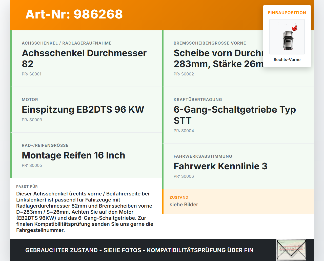 Peugeot 2008 I 16-19 1,2 96KW Achsschenkel Radnabe Rechts Vorne Peugeot 2008 I 16-19 30.06.2016 364790 gebraucht Vorschau 3