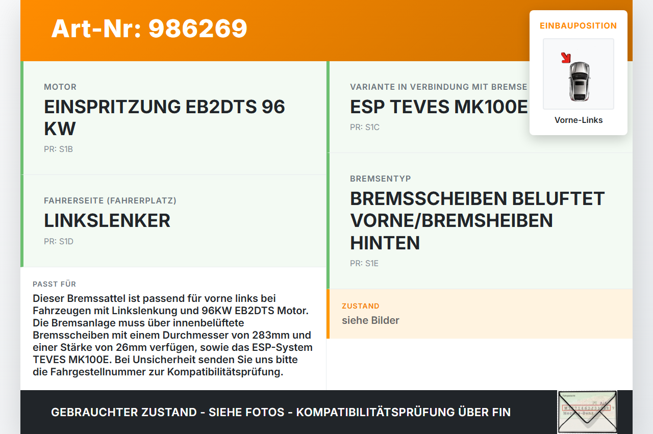 Peugeot 2008 I 16-19 1,2 96KW Bremssattel Bremszange Vorne Links Peugeot 2008 I 16-19 30.06.2016 78TGR20231172 gebraucht Vorschau 3