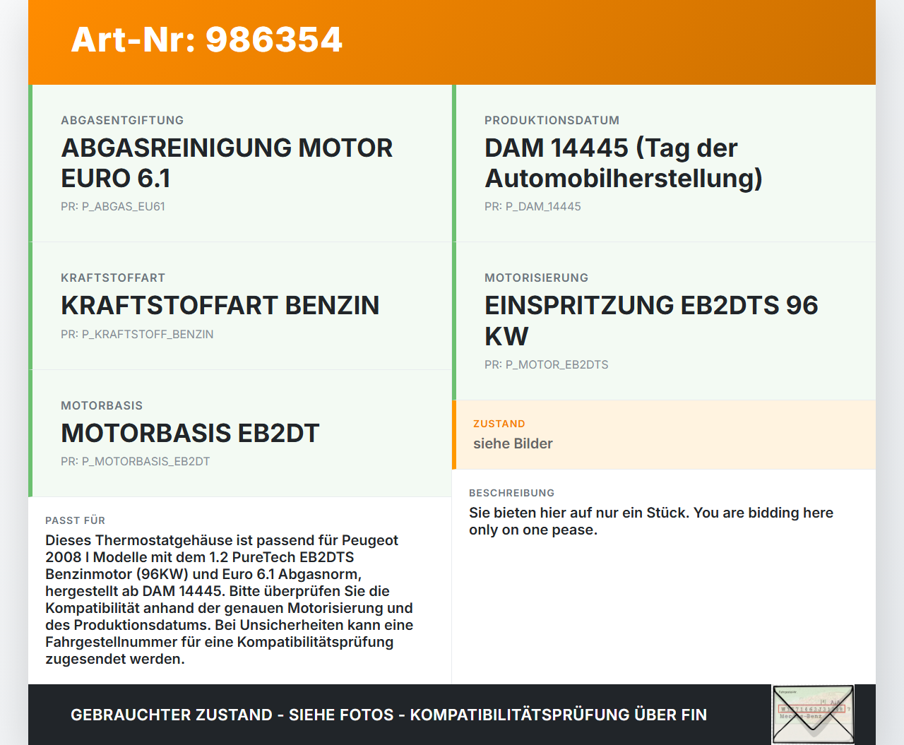 Peugeot 2008 I 16-19 1,2 96KW Thermostatgehäuse Kühlwasser Thermostat Peugeot 2008 I 16-19 30.06.2016 9806487880... Vorschau 3