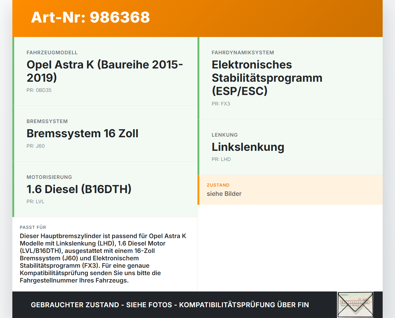 Opel Astra K B16 15-19 Hauptbremszylinder Bremszylinder Opel Astra K B16 15-19 25.01.2017 gebraucht Vorschau 3