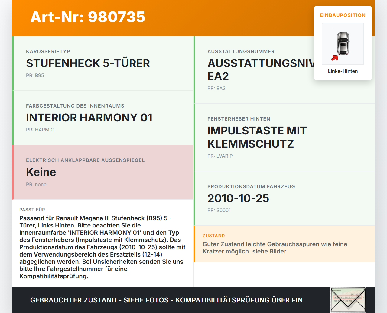 Renault Megane III 12-14 5T Türverkleidung Türpappe Links Hinten Renault Megane III 12-14 17.07.2012 8200817800... Vorschau 3