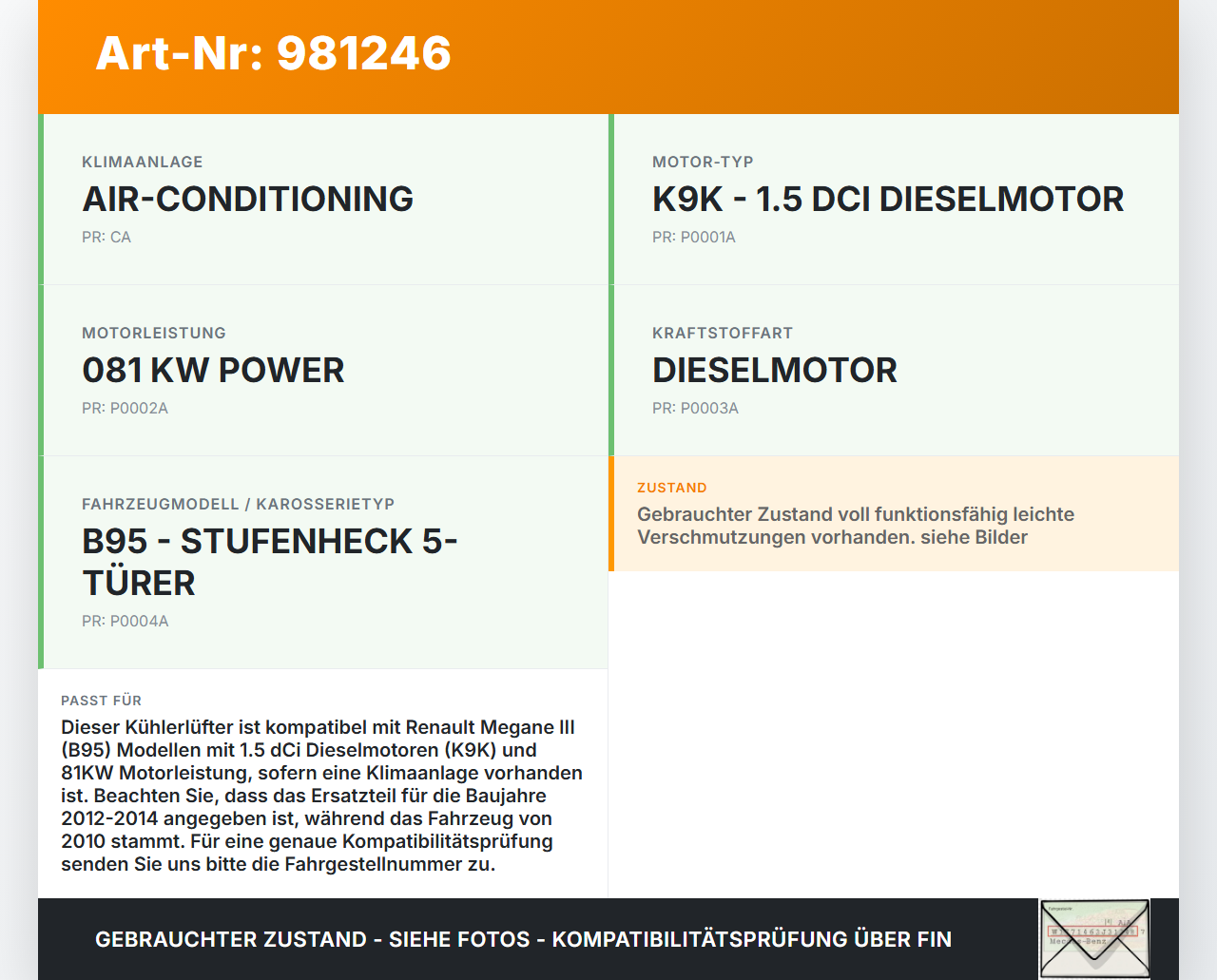 Renault Megane III 12-14 dCi 1,5 81KW Kühlerlüfter Elektrolüfter Lüftermotor mit Zarge Renault Megane III 12-14... Vorschau 3