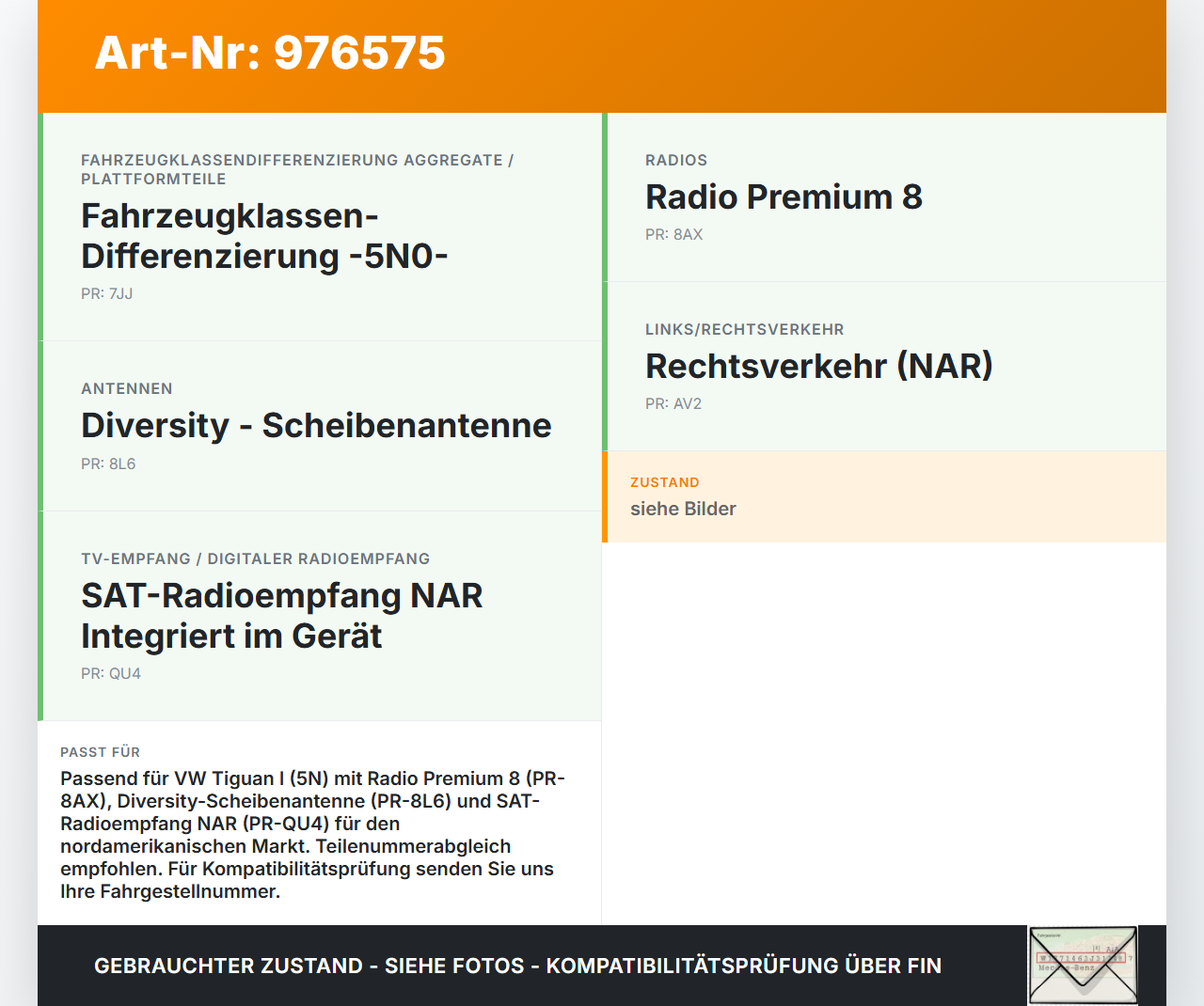 VW Tiguan I 5N 11-16 Antennenverstärker Weiche Antenne VW Tiguan I 5N 11-16 20.08.2013 5K0962132B 5FA171673-10 gebraucht Vorschau 3