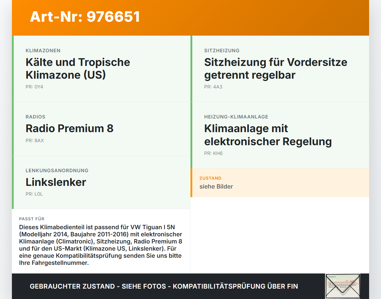 VW Tiguan I 5N 11-16 Bedienteil Bedienelement Heizung Klimabedienteil VW Tiguan I 5N 11-16 20.08.2013 561907426J... Vorschau 3