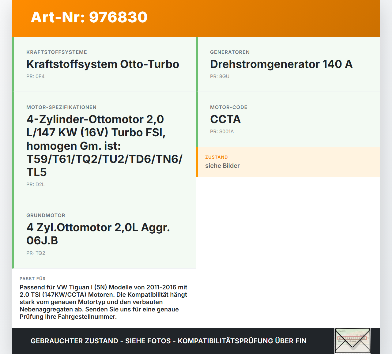 VW Tiguan I 5N 11-16 TSI 2,0 147KW CCTA Riemenscheibe VW Tiguan I 5N 11-16 20.08.2013 1K0820812B gebraucht Vorschau 3