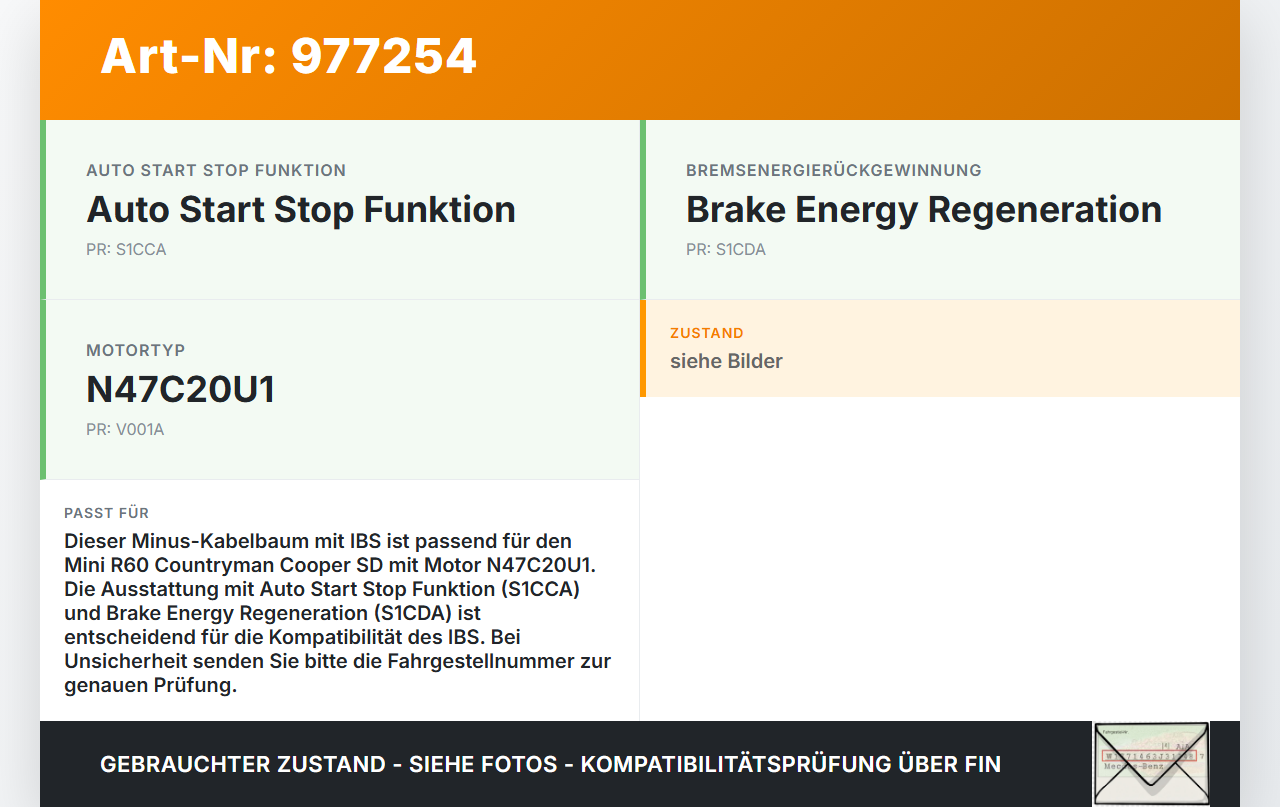 Mini R60 Countryman 10-16 Kabelbaum Minus für Batterie IBS Mini R60 Countryman 10-16 08.11.2011 12427603567 7603567... Vorschau 3