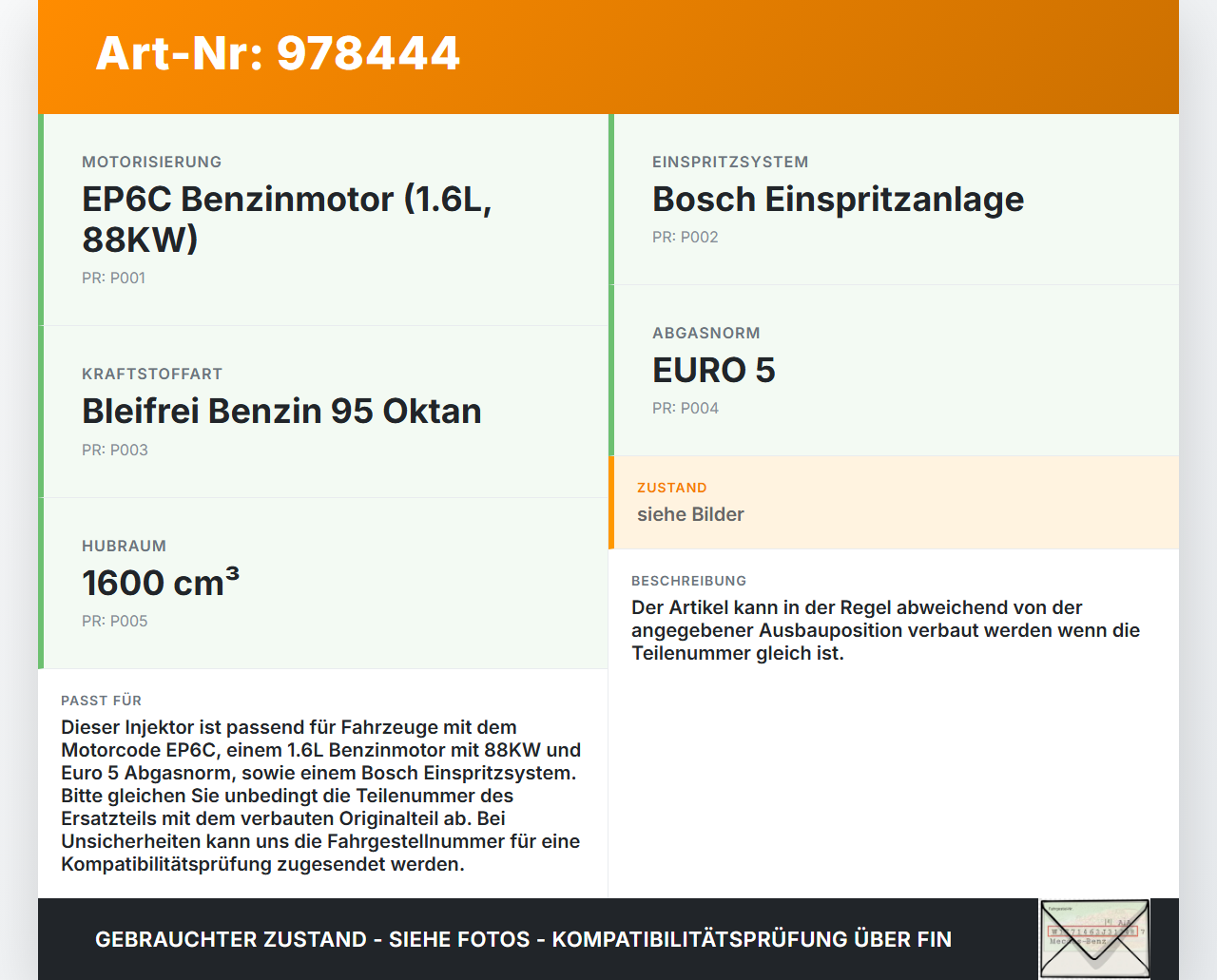 Citroen DS3 10-16 1,6 88KW Injektor Einspritzdüse Zyl.3 Citroen DS3 10-16 08.11.2010 752817680 V752817680-07 gebraucht Vorschau 3