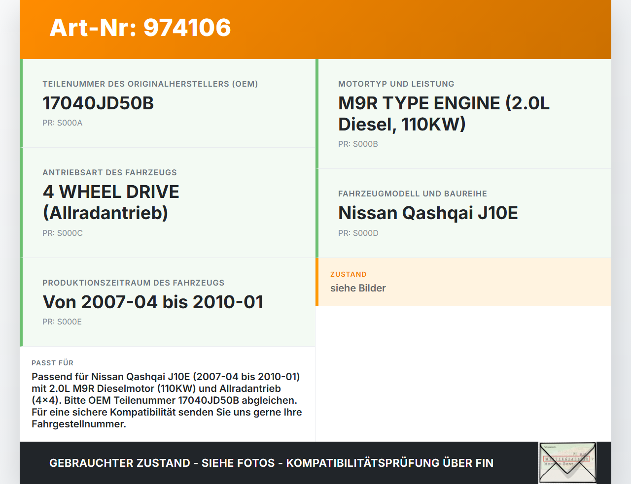 Nissan Qashqai J10 07-10 2,0 110KW Tankgeber Tankeinheit Nissan Qashqai J10 07-10 01.07.2008 17040JD50B gebraucht Vorschau 3