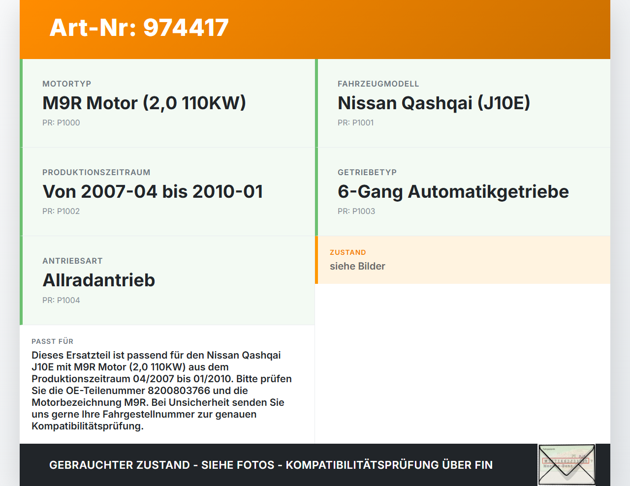 Nissan Qashqai J10 07-10 2,0 110KW Platte für Motor Stirnplatte Gehäuse Motorblock Nissan Qashqai J10 07-10... Vorschau 3
