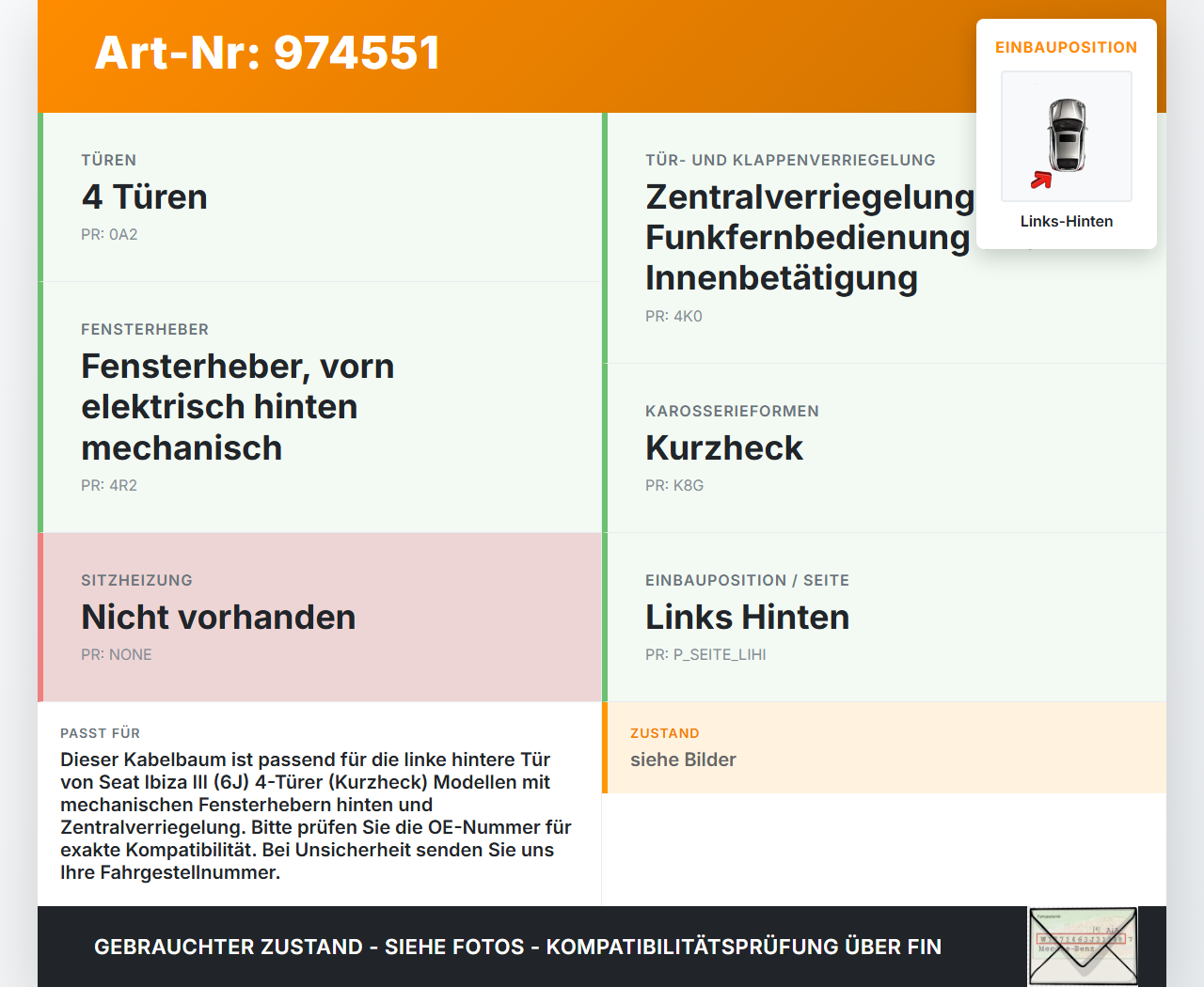 Seat Ibiza III 6J 12-17 5T Kabelbaum für Tür und Fensterheber Links Hinten Seat Ibiza III 6J 12-17 29.11.2017... Vorschau 3