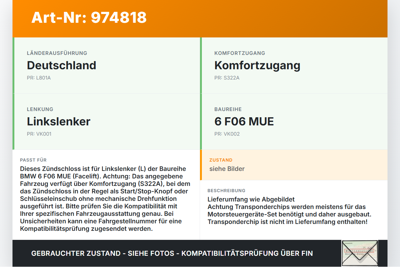 BMW F06 640d 12-18 Schliesszylinder 1xSchlüssel Schliessanlage BMW F06 640d 12-18 07.02.2018 2584391 82725B84391... Vorschau 3