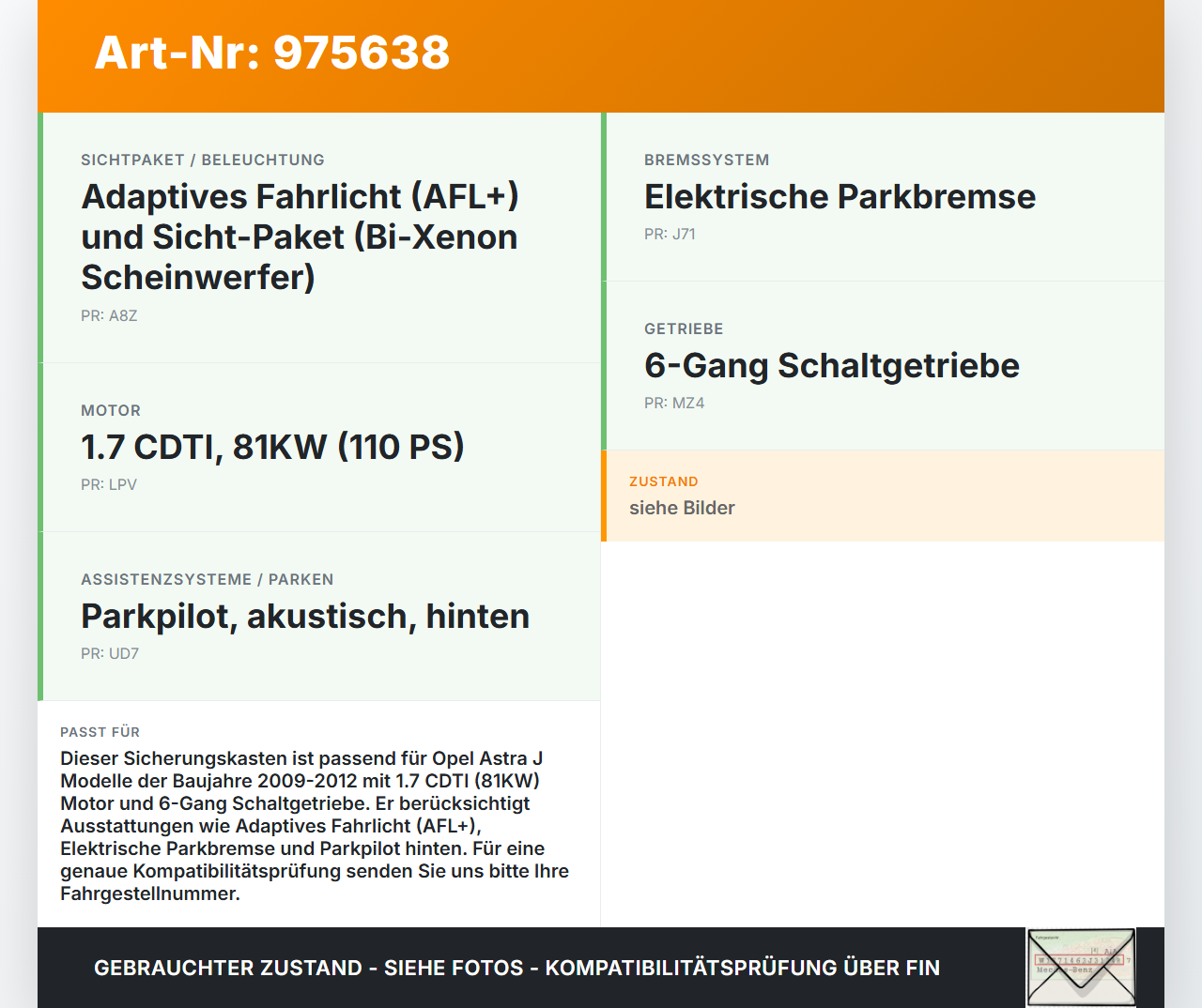 Opel Astra J 09-12 CDTi 1,7 81KW Sicherungskasten Zentralelektrik Opel Astra J 09-12 28.10.2011 13318783 1110033AB... Vorschau 3