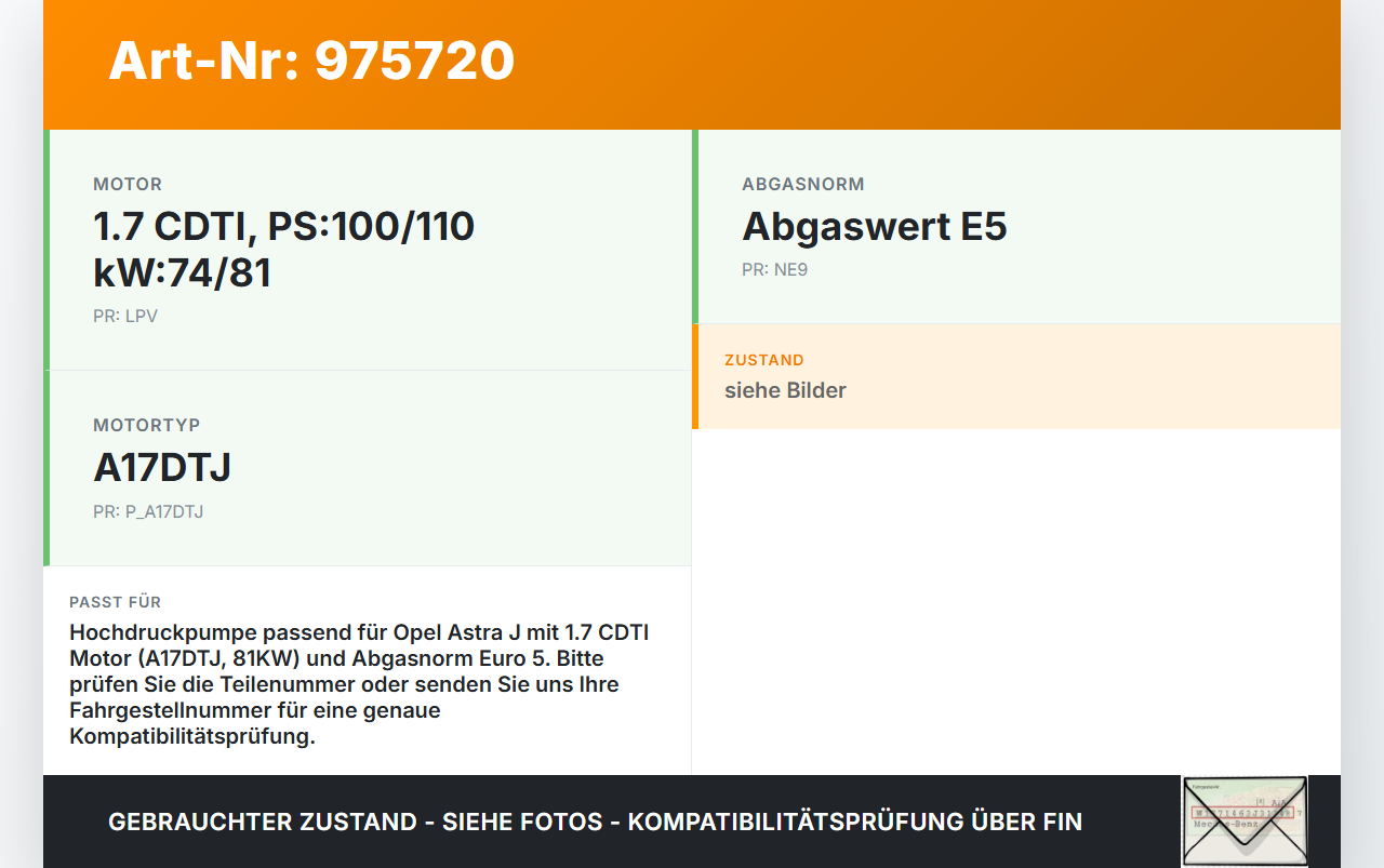 Opel Astra J 09-12 CDTi 1,7 81KW Einspritzpumpe Hochdruckpumpe Opel Astra J 09-12 28.10.2011 294000-1010... Vorschau 3