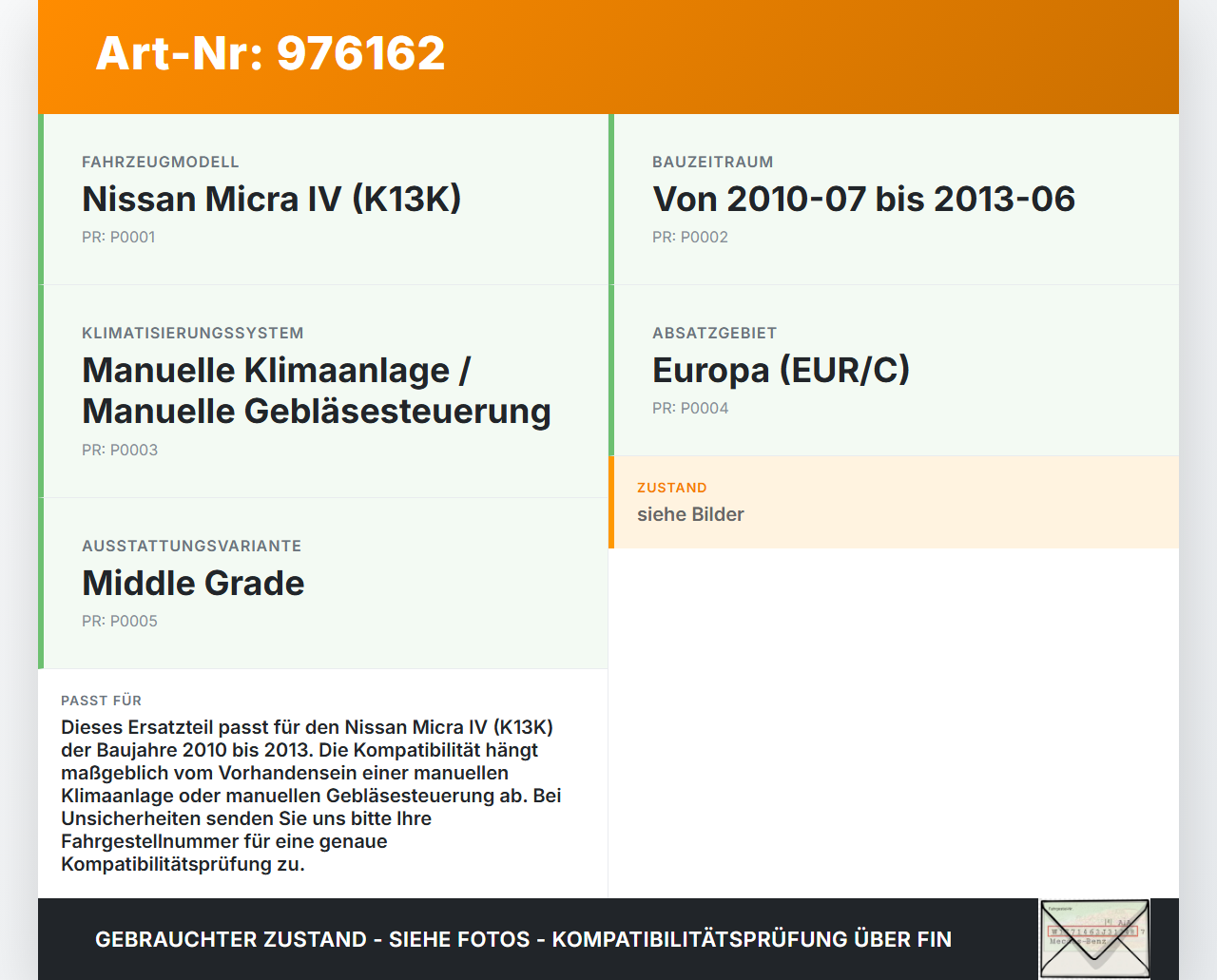 Nissan Micra IV K13 10-13 Widerstand Gebläse Lüfter Nissan Micra IV K13 10-13 01.08.2012 27150-EY00A gebraucht Vorschau 3