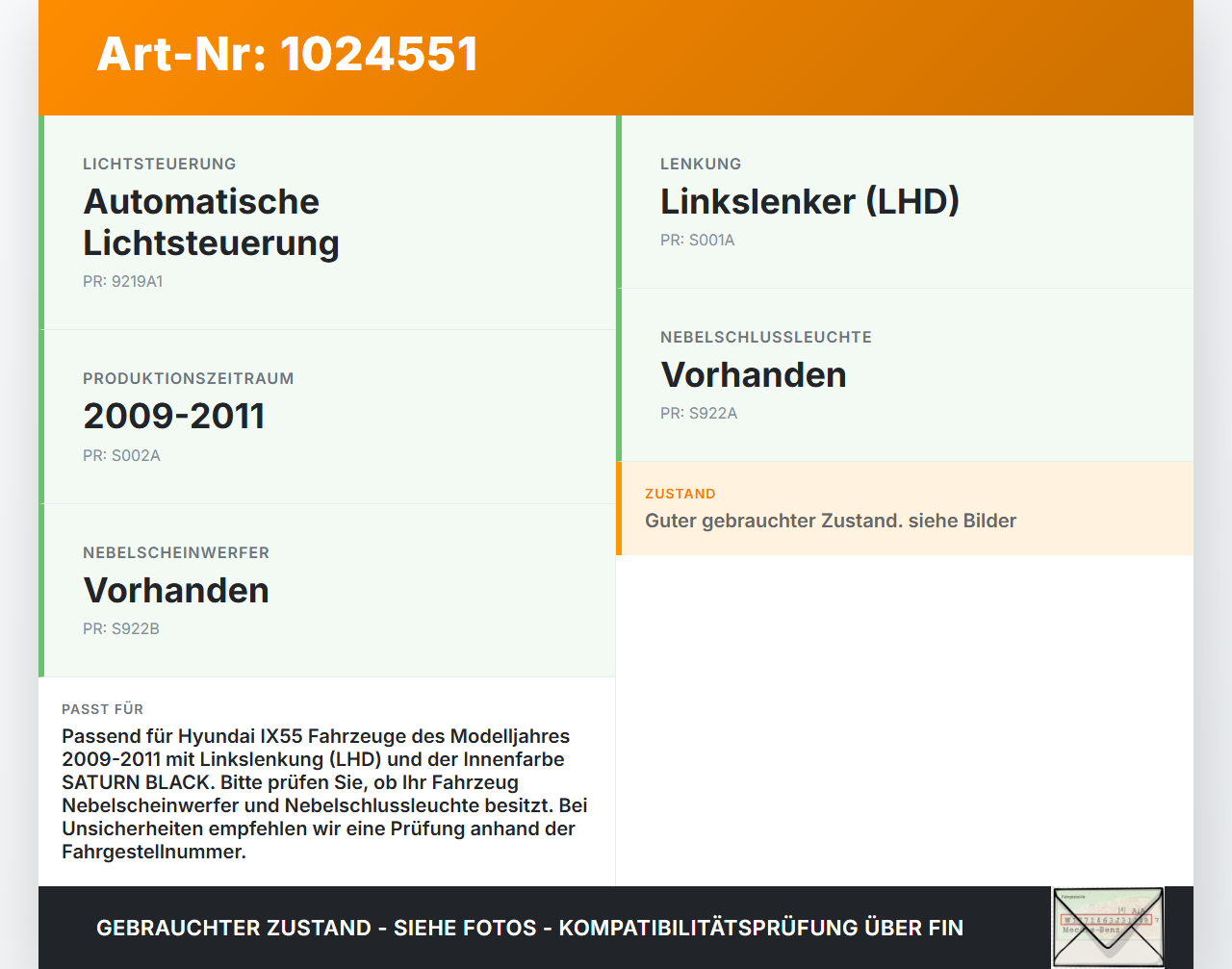 Hyundai IX55 09-11 Schalter für Nebelschlussleuchte Nebelscheinwerfer Hyundai IX55 09-11 09.02.2012 93760-3J000... Vorschau 3