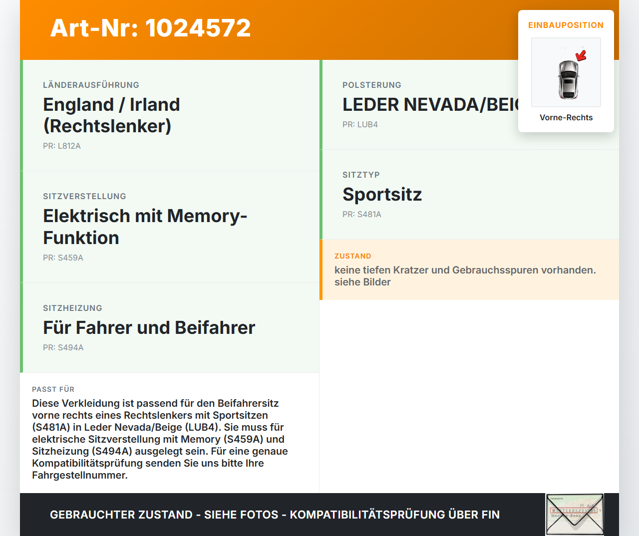 BMW X5 E70 07-10 3,0d 210KW Verkleidung Rückenlehne Sitz Abdeckung Vorne Rechts Nevada Beige BMW X5 E70 07-10... Vorschau 3