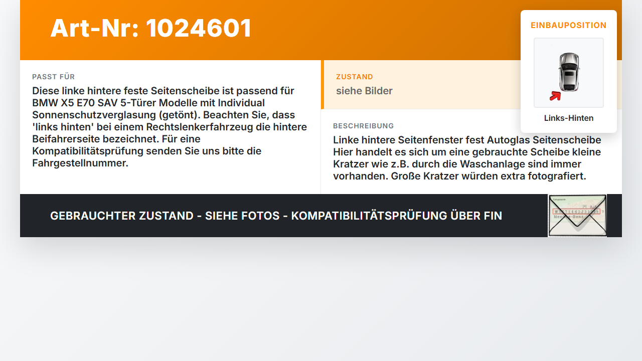 BMW X5 E70 07-10 Seitenscheibe Feste Scheibe Links Hinten Orig. getönt BMW X5 E70 07-10 07.10.2008 7207873... Vorschau 3