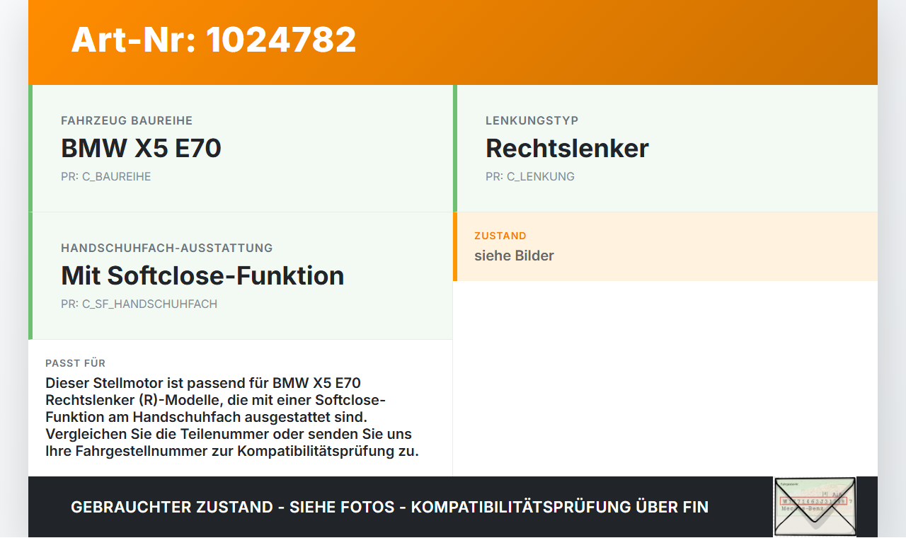 BMW X5 E70 07-10 Stellmotor Softclose Schloss Pos.2 für Handschuhfach BMW X5 E70 07-10 07.10.2008 70P1177... Vorschau 3