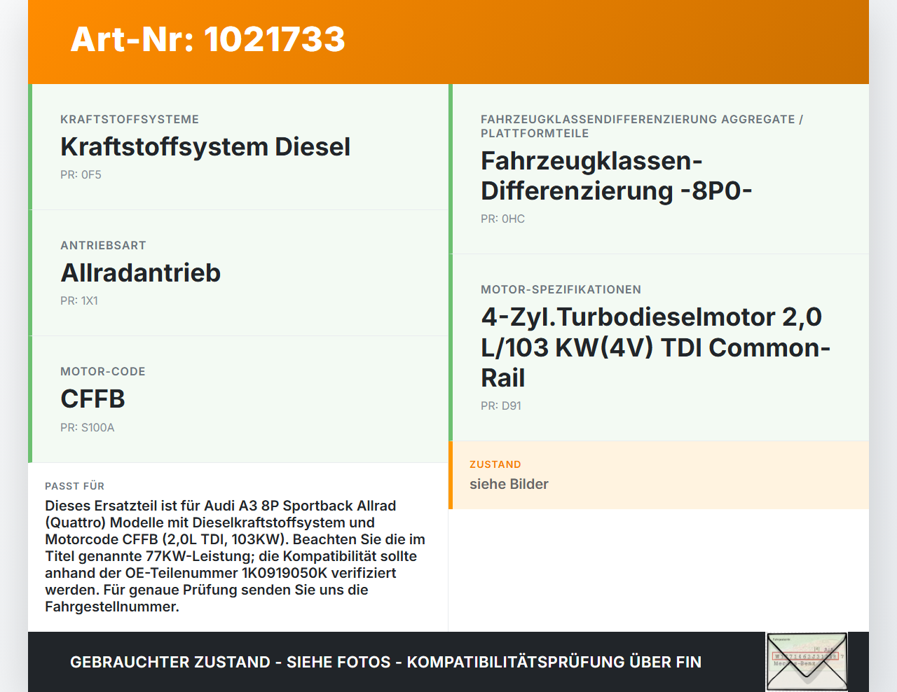 Audi A3 8P QU 10-12 2,0 77KW Kraftstoffpumpe Kraftstoff Förderpumpe Tankgeber Audi A3 8P QU 10-12 31.01.2011... Vorschau 3