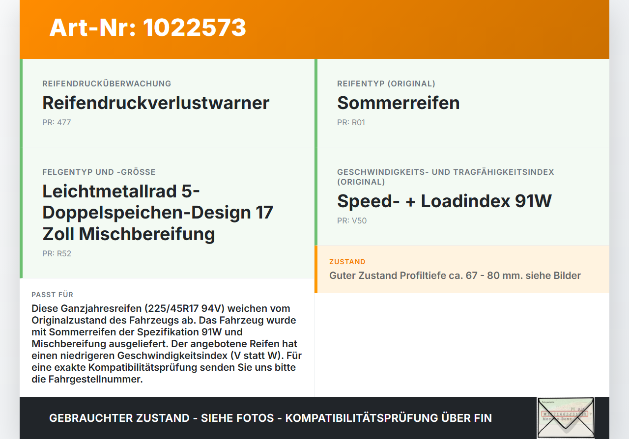 Mercedes S204 W204 C220 11-15 2x Reifen Ganzjahresreifen Barum 225/45R17 94V 8.3-8.8mm Mercedes S204 W204 C220... Vorschau 3