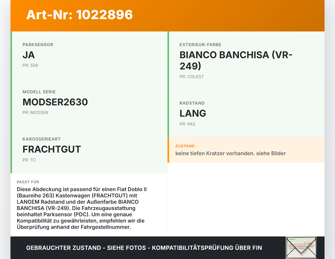Fiat Doblo II 263 10-15 Kasten Abdeckung Kappe für Stoßstange Abschleppöse Fiat Doblo II 263 10-15 30.05.2011 gebraucht Vorschau 3