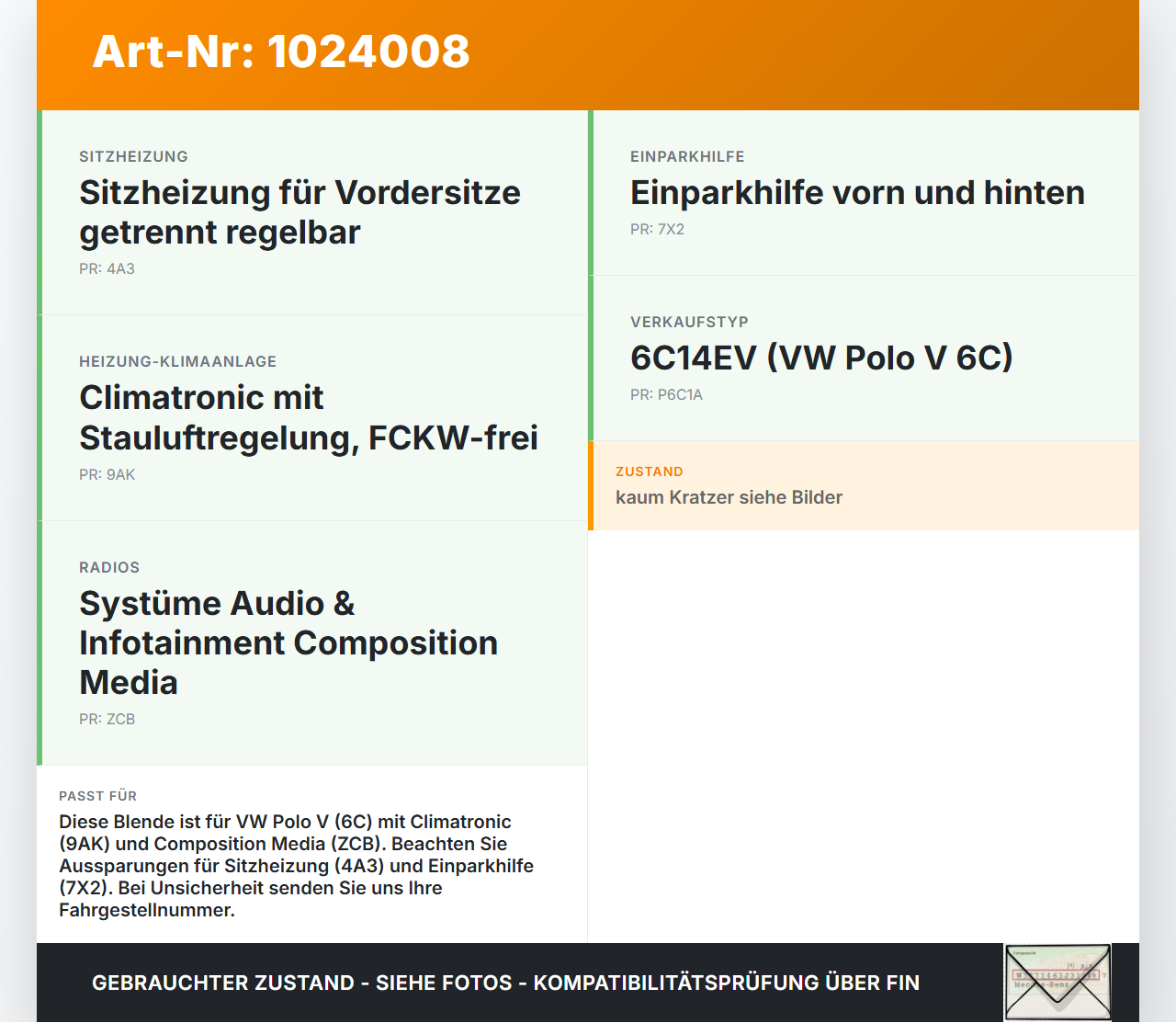 VW Polo V 6R 14-17 Blende Einbaurahmen Klimabedienteil VW Polo V 6R 14-17 11.12.2014 6C1820075 gebraucht Vorschau 3