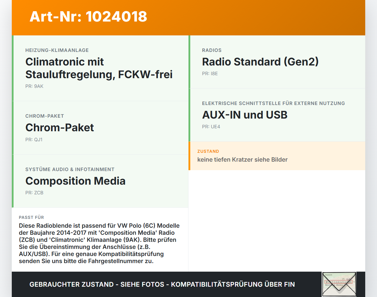 VW Polo V 6R 14-17 Blende Einbaurahmen Radio VW Polo V 6R 14-17 11.12.2014 6C0858071 gebraucht Vorschau 3