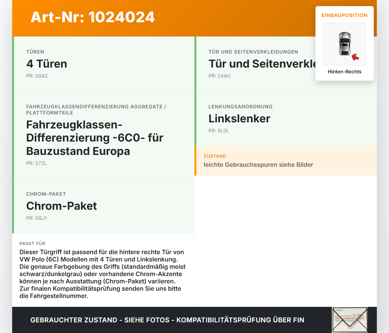 VW Polo V 6R 14-17 5T Türgriff Innen Haltegriff Türöffner Hinten Rechts VW Polo V 6R 14-17 11.12.2014 6R0867180K... Vorschau 3