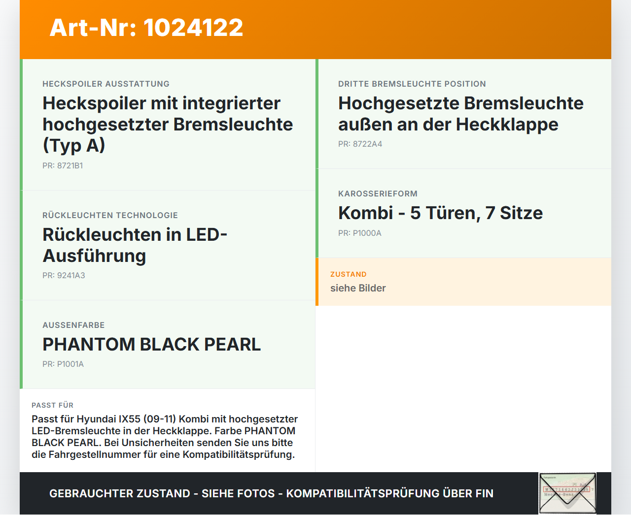Hyundai IX55 09-11 LED Bremslicht 3te Bremsleuchte für Klappe Hyundai IX55 09-11 09.02.2012 gebraucht Vorschau 3