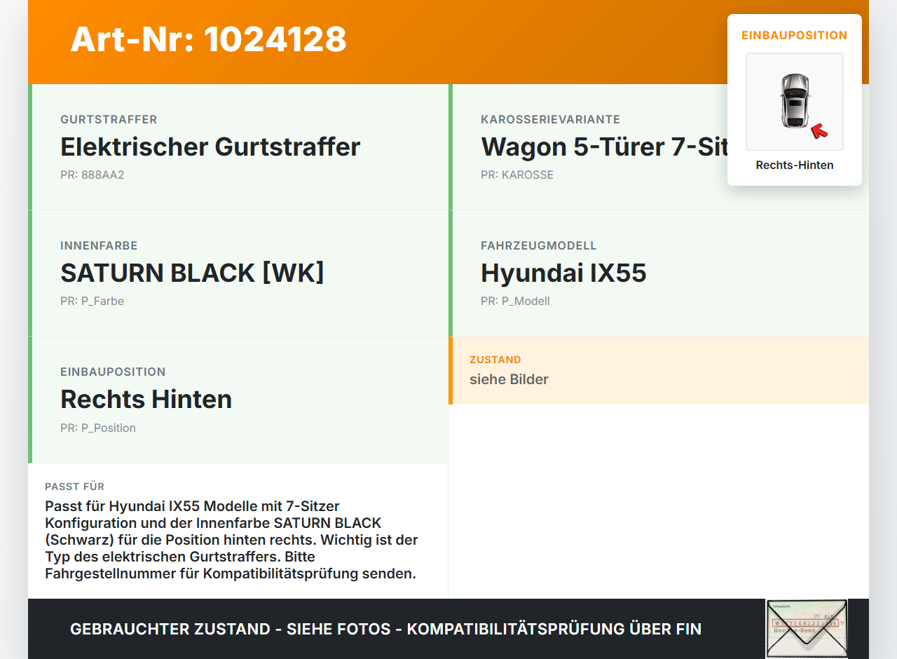 Hyundai IX55 09-11 Gurtschloss Schnalle Rechts Hinten für Hyundai IX55 09-11 09.02.2012 gebraucht Vorschau 3