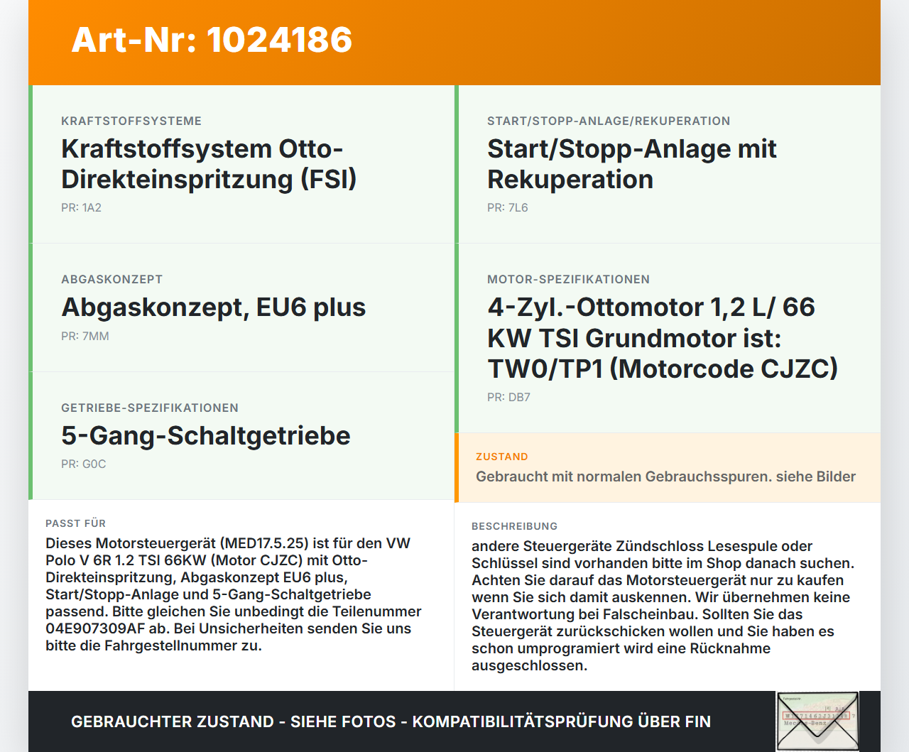 VW Polo V 6R 14-17 TSI 1,2 66KW Motorsteuergerät ECU Steuergerät Benzin MED17.5.25 VW Polo V 6R 14-17 11.12.2014... Vorschau 3