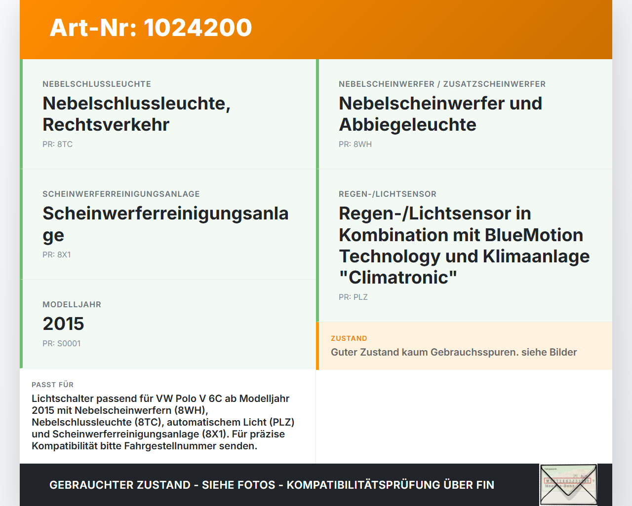 VW Polo V 6R 14-17 Lichtschalter Nebelscheinwerfer VW Polo V 6R 14-17 11.12.2014 5G0941431AH 5G0941431AHWZU... Vorschau 3