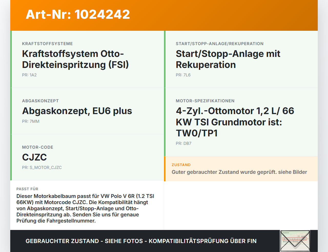 VW Polo V 6R 14-17 TSI 1,2 66KW Motor Kabelbaum Motorkabelbaum Leitungssatz VW Polo V 6R 14-17 11.12.2014... Vorschau 3