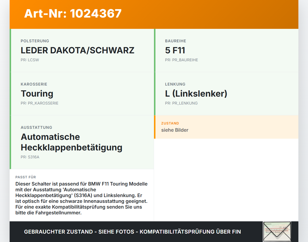 BMW F11 525d 10-14 Schalter Automatik Heckklappe und ZV Zentralverriegelung BMW F11 525d 10-14 04.04.2013... Vorschau 3