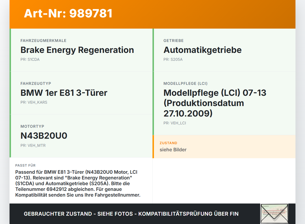 BMW E81 1er 118i LCI 07-13 3T Batteriekabel Plus Sicherheitsbatterieklemme BMW E81 1er 118i LCI 07-13 27.10.2009... Vorschau 3