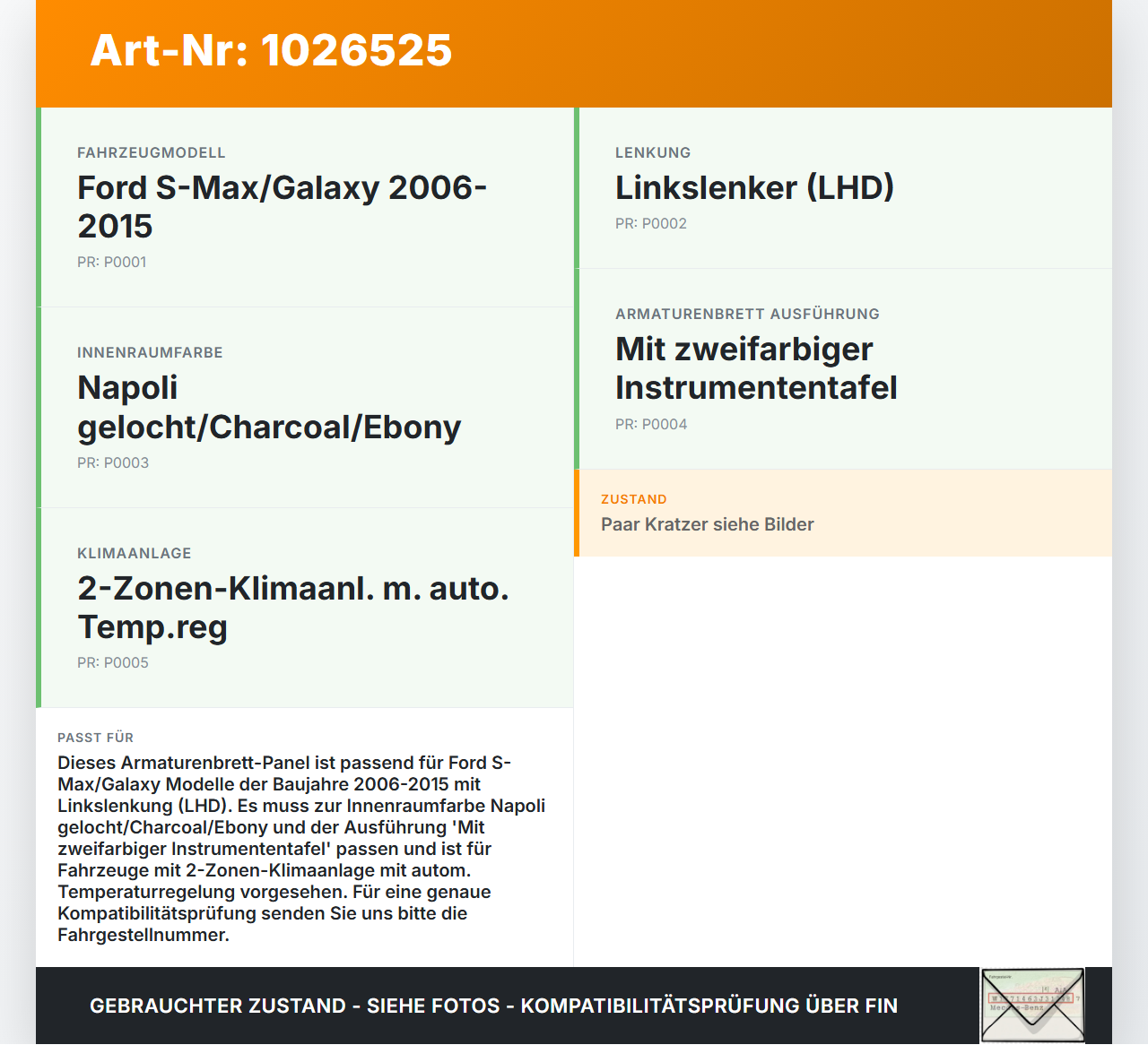 Ford S-Max WA6 06-10 Blende Armaturenbrett Abdeckung Ford S-Max WA6 06-10 27.09.2006 gebraucht Vorschau 3