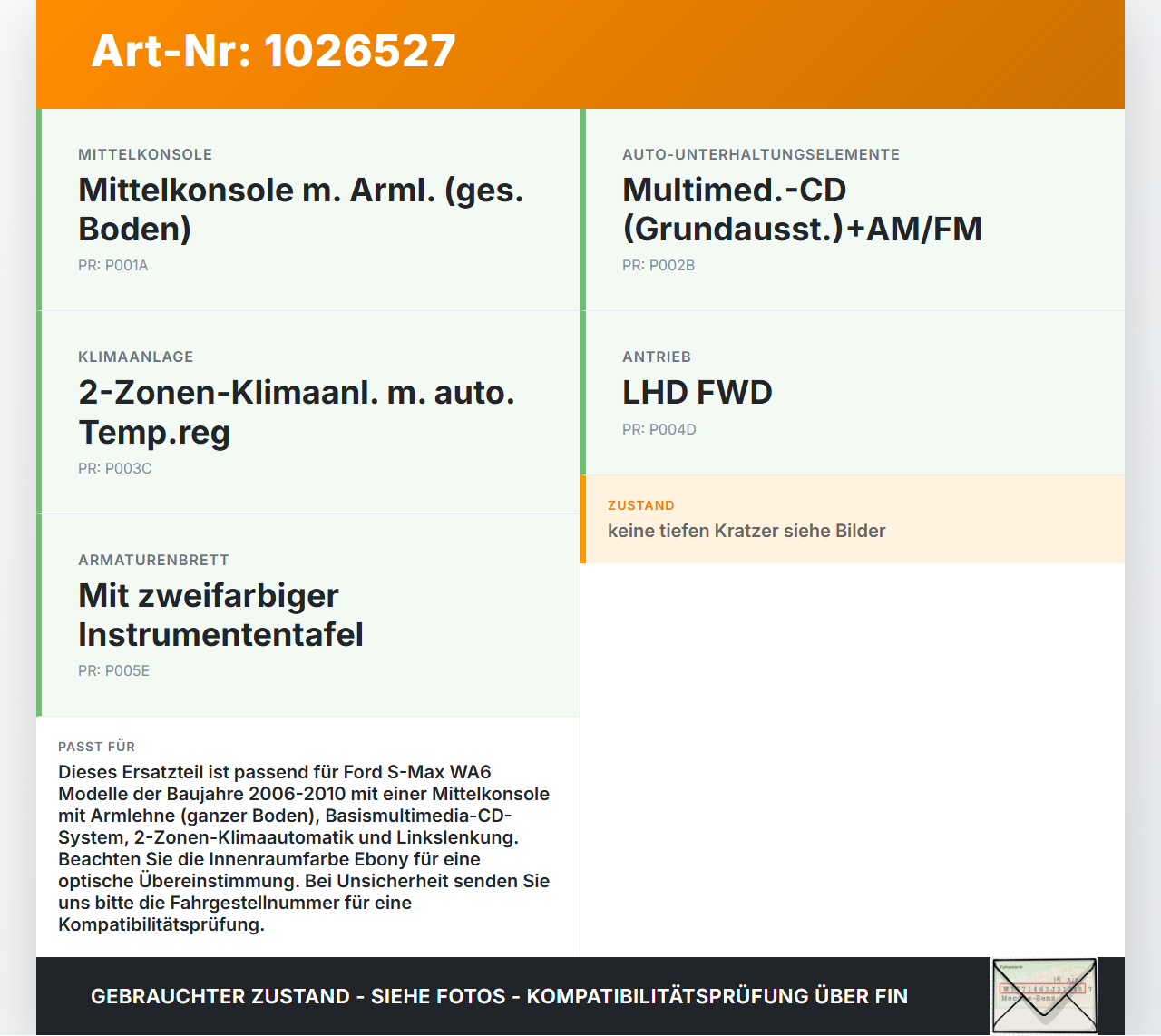 Ford S-Max WA6 06-10 Blende Einbaurahmen Mittelkonsolle Ford S-Max WA6 06-10 27.09.2006 6M21-R045H20-AD... Vorschau 3