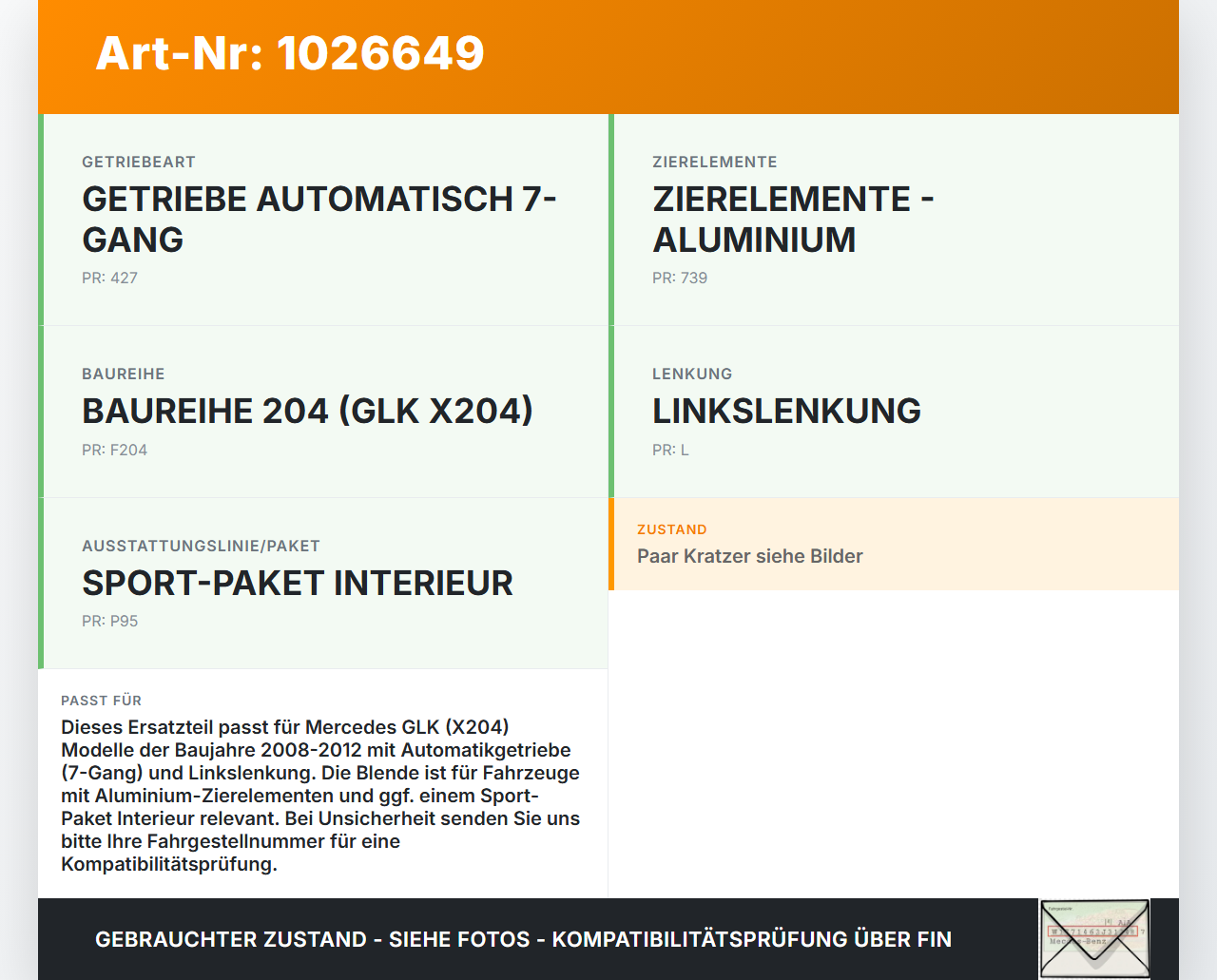 Mercedes GLK 300 X204 08-12 Blende . Schaltkulisse Ganganzeige Einbaurahmen Mercedes GLK 300 X204 08-12 30.06.2009... Vorschau 3