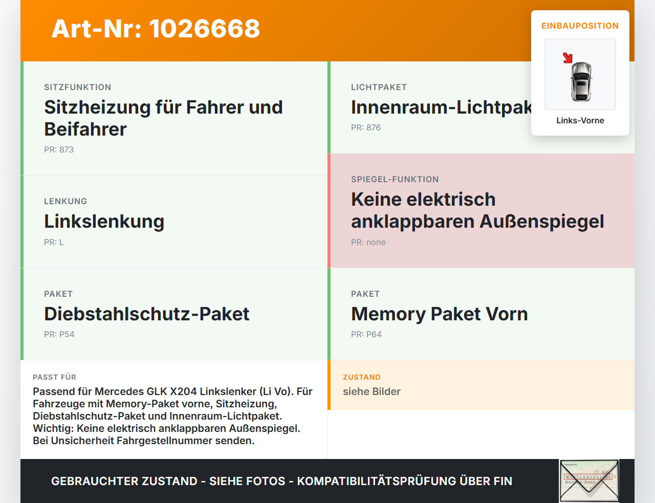 Mercedes GLK 300 X204 08-12 Steuergerät SG Türsteuergerät Links Vorne Mercedes GLK 300 X204 08-12 30.06.2009... Vorschau 3