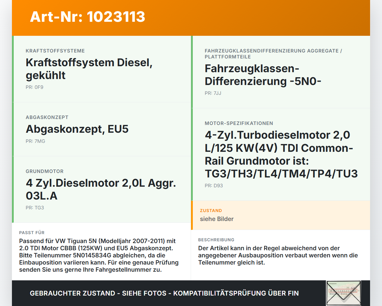 VW Tiguan 5N 07-11 TDI 2,0 125KW Ansaugrohr Ladeluftschlauch Luftschlauch Pos.1 VW Tiguan 5N 07-11 25.09.2009... Vorschau 3