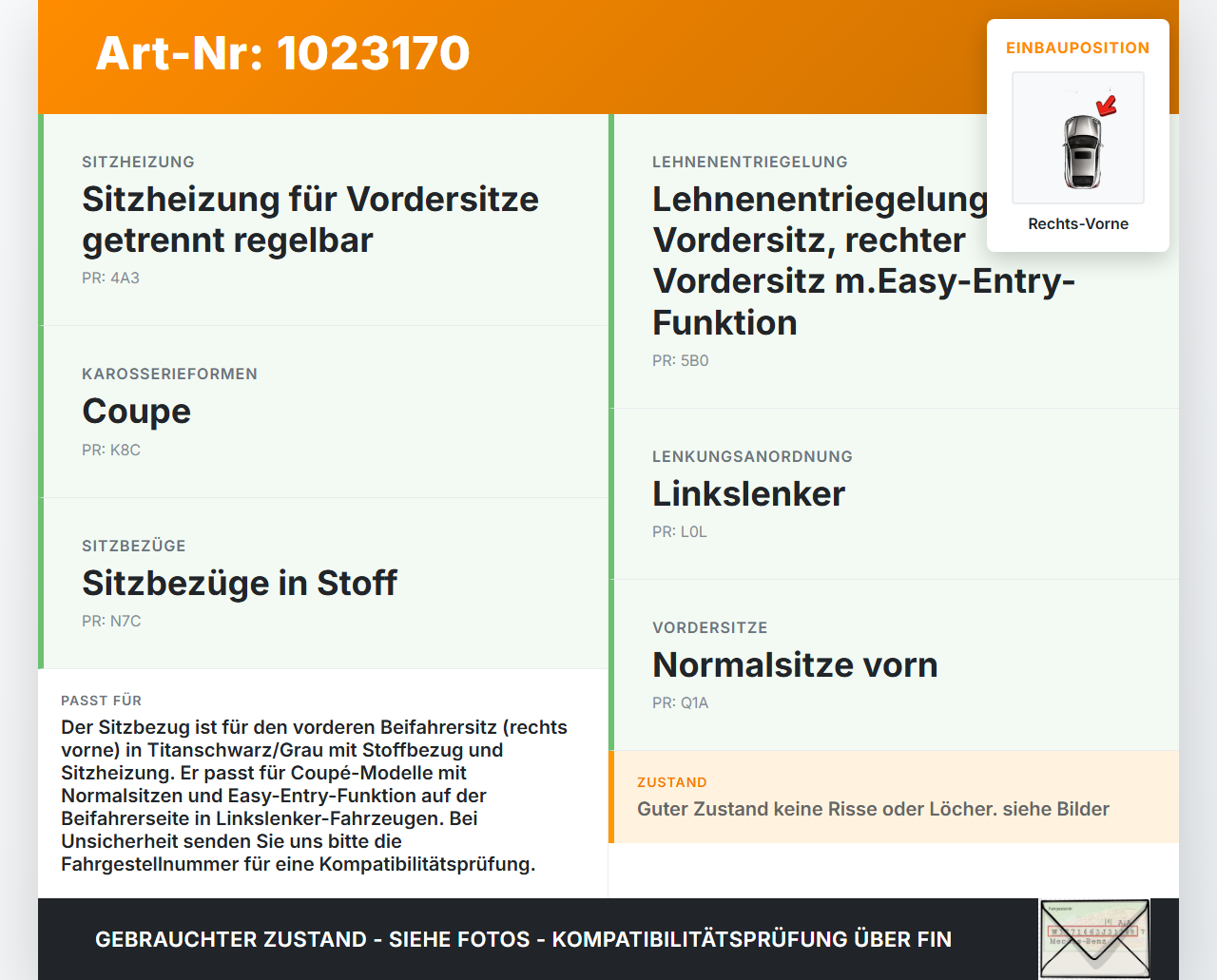 Seat Ibiza IV 6J SC 12-15 Coupe Sitzbezug Rückenpolster Rechts Vorne für Beifahrer Sitz Titanschwarz/Grau Seat... Vorschau 3