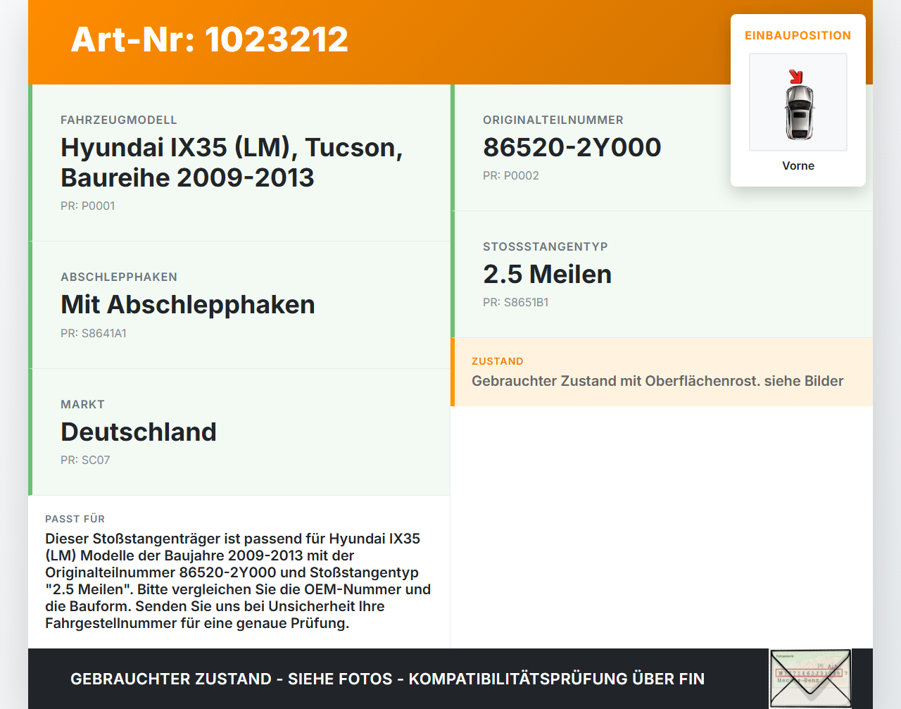 Hyundai IX35 LM 09-13 Stoßstangenträger Stoßfängerträger Querträger Vorne Hyundai IX35 LM 09-13 25.02.2012... Vorschau 3