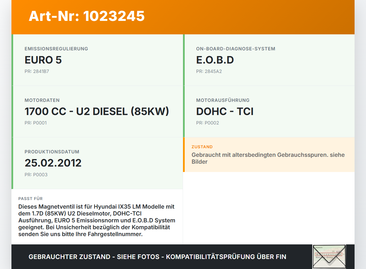 Hyundai IX35 LM 09-13 1,7D 85KW Magnetventil Hyundai IX35 LM 09-13 25.02.2012 3512027050 gebraucht Vorschau 3