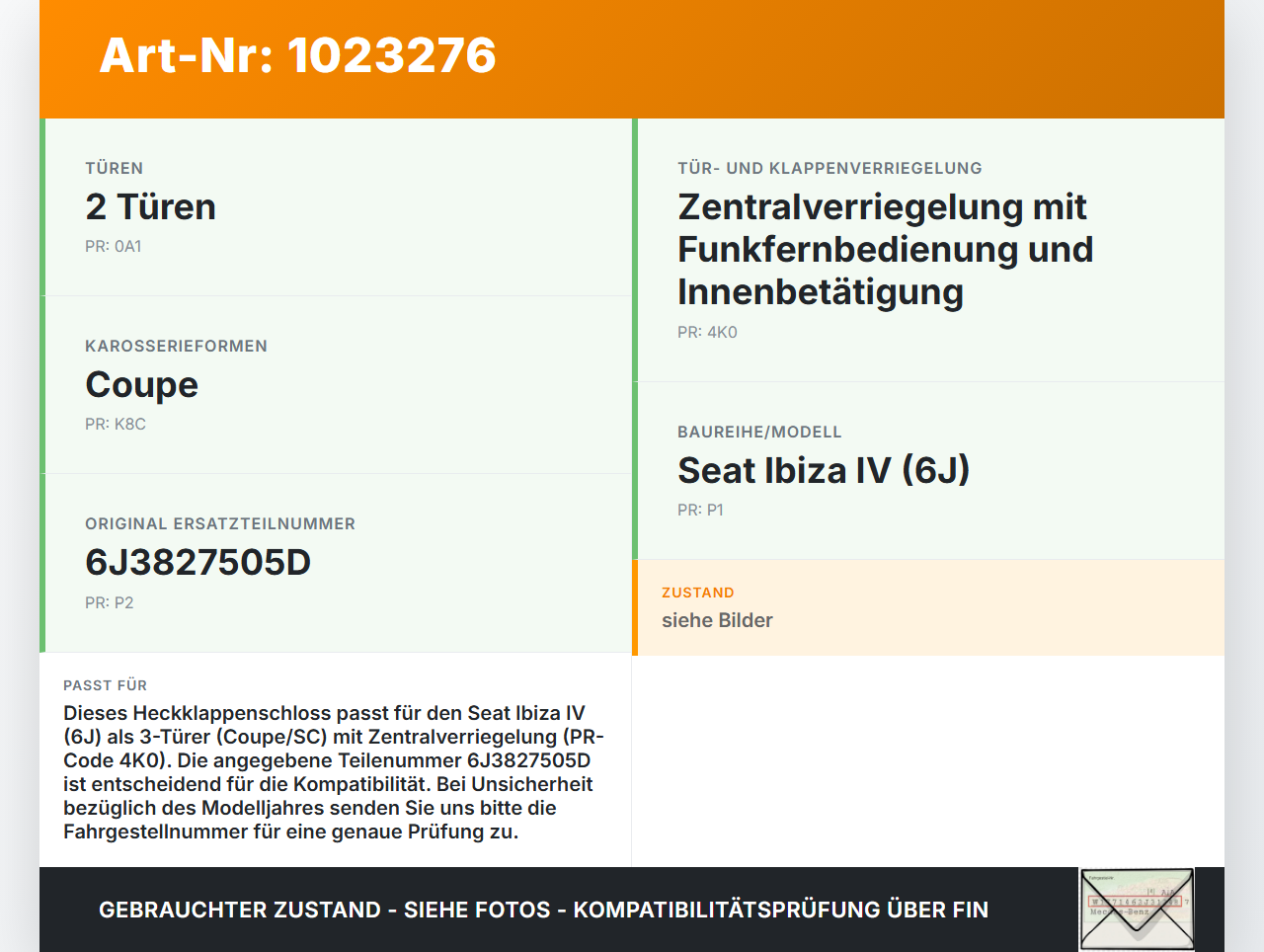Seat Ibiza IV 6J SC 12-15 Coupe Schloss f. Heckklappe Heckklappenschloss Verriegelung Seat Ibiza IV 6J SC 12-15... Vorschau 3