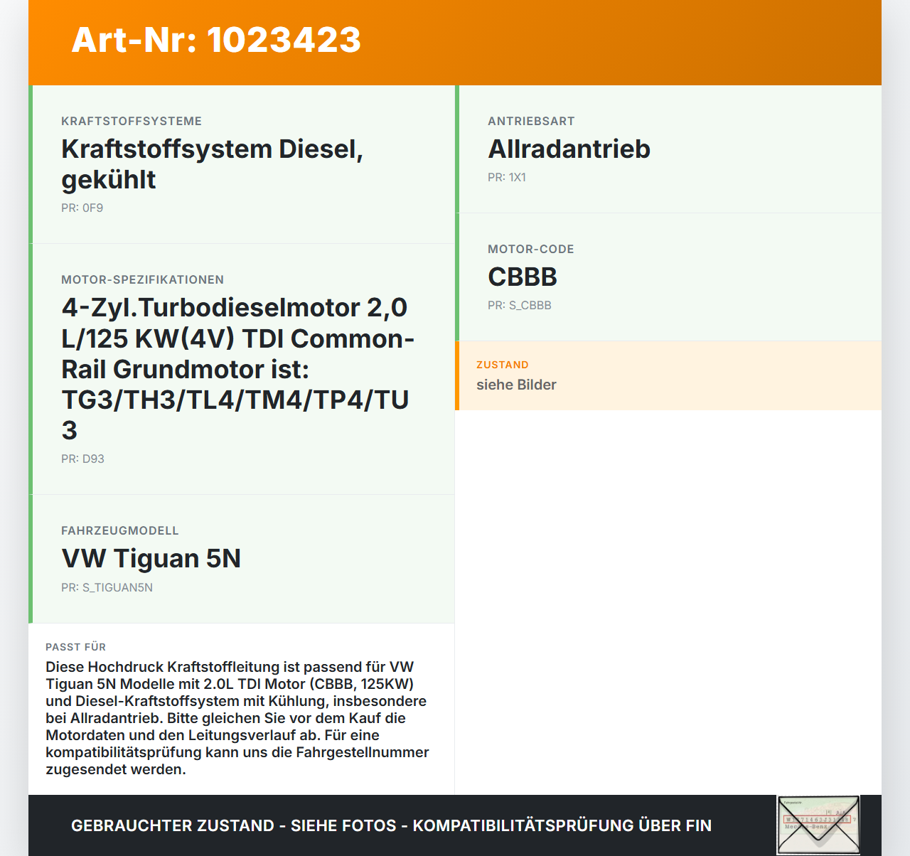 VW Tiguan 5N 07-11 TDI 2,0 125KW Hochdruck Leitung Kraftstoffleitung VW Tiguan 5N 07-11 25.09.2009 03L130301 gebraucht Vorschau 3