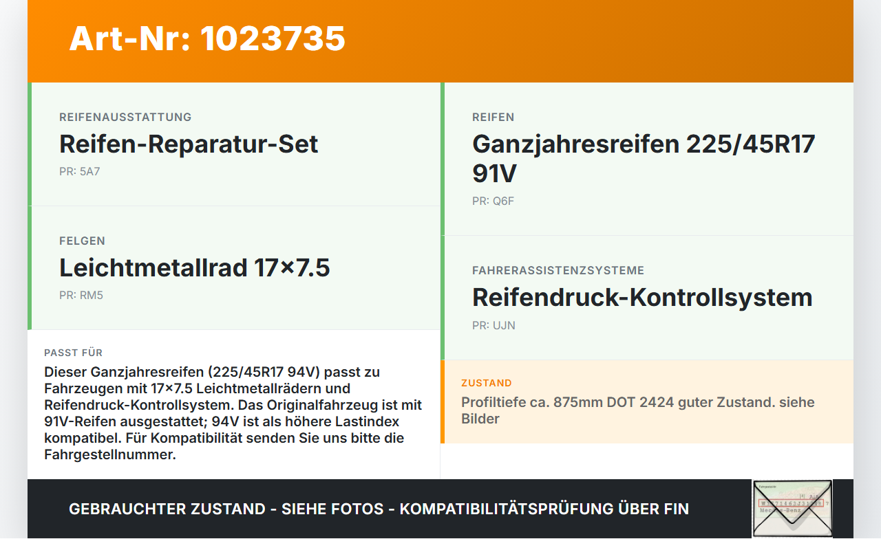 Opel Astra K 19-21 1x Reifen Ganzjahresreifen Barum 225/45R17 94V 8.75mm Opel Astra K 19-21 26.01.2021 gebraucht Vorschau 3